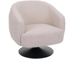 Lounge fauteuil MCW-J76, draaibare cocktail fauteuil, bouclé stof metaal ~ crème-beige