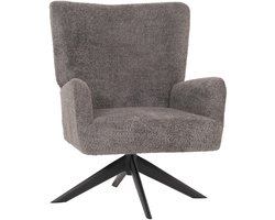 Lounge fauteuil MCW-N65, cocktail fauteuil gestoffeerde fauteuil relaxfauteuil, draaibaar, stof/textiel chenille metaal ~ donkergrijs