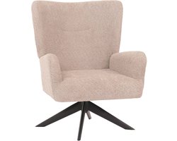 Lounge fauteuil MCW-N65, cocktail fauteuil gestoffeerde fauteuil relaxfauteuil, draaibaar, stof/textiel chenille metaal ~ taupe
