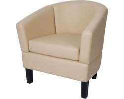 Lounge fauteuil MCW-O17, club fauteuil cocktail fauteuil, MVG-gecertificeerd kunstleer ~ crème