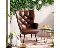 Lounge Fauteuil – Wing Chair – Oorfauteuil – Relaxstoel – Zitstoel – Scandinavisch Design – Kunstleer Bekleding – Metalen Poten – Max. 150 Kg
