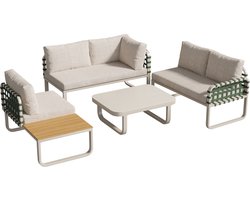 lounge-set-4-5-zitter-groen-leder-rotan-modern-design-incl-kussens-abrikoos-kleur