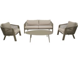 Lounge-Set Tanoa | Moderne Tuinset Met Eettafel | Taupe Rope & Aluminium - 737869x1747869x1207536cm