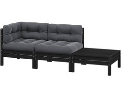 Lounge Set - Tuinset Bank - Buiten Ontspannen - Modulair Ontwerp - 3-delig - Zwart