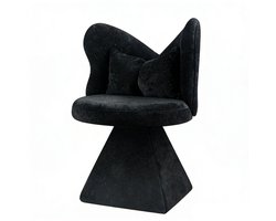 Lounge Stoel 40,6x40,6x76,2 cm Stoel Zwart Stof Draai Stoel Make-Up Kruk Met Vlinderrugleuning Voor Woonkamer Eetkamer Werkruimte Vrijetijdsbied