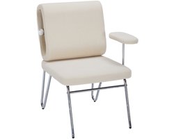 Lounge Stoel 77×70×89cm Bureaustoel Beige Metaal Met Kattenmand Krabbestendig Breed Zitvlak Verwisselbare Armleuningen Huisdiervriendelijk Ergonomisch Ontwerp