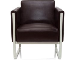 Lounge stoel ARUBA-frame lichtgrijs kunstleder 1-zits bruin hjh OFFICE