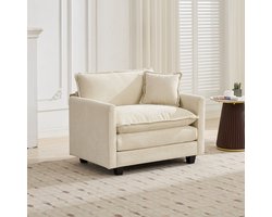 Lounge stoel beige - 1-persoons loungebank - 75 × 84 cm - Ademende dubbele laag schuim - Ergonomisch rugkussen - Modulair combineerbaar