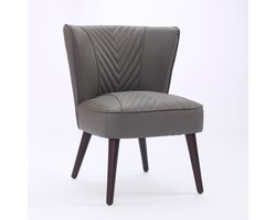 Lounge Stoel - Echt Leder - Grijs - Zonder Armleuningen - Massief Rubberhout Voet - Moderne Comfortstoel