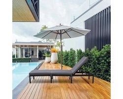 Lounge Stoel - Relaxstoel - met Dikke Kussen - Fauteuil - PE Rattan en Stalen Frame – Tuinstoel voor Patio, Tuin en Zwembad - Opvouwbaar -Grijs