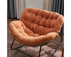 Lounge Stoel - Schommelstoel Voetenbank - Buiten Ontspannen - Extra Grote Zit - 110 x 90 x 76 cm - Oranje