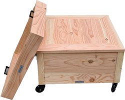 Lounge tafel - Salontafel - Tuintafel - Bijzettafel - Douglas - L80xB80xH40 met wielen en dienblad