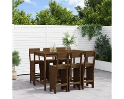 Lounge tuin meubels buiten balkon tafel en stoelen 7-dlg. Tuinbarset Honingbruin massief grenen