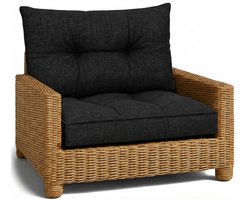Lounge Tuinmeubelen - Rugkussen 40x50 cm Rug Rattan Ideaal voor balkon terras loungeset buiten comfort vulling dik duurzaam Grafiet Eco-linnen
