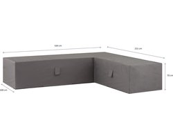 Loungebank beschermhoes L-Vorm luxe 320 x 255 x 100 / 70 cm Grijs