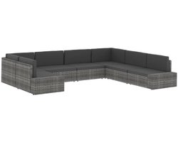 Loungebank Buiten – Loungeset Tuinbank – Buitenbank Modulaire Sofa – Allweather Bank Grijs – Weerbestendig Gevlochten Kunststof – Comfortabele Kussens Afneembaar