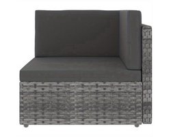 Loungebank Buiten – Loungeset Tuinbank – Buitenbank Modulaire Sofa – Allweather Bank Grijs – Weerbestendig Gevlochten Kunststof – Comfortabele Kussens Afneembaar