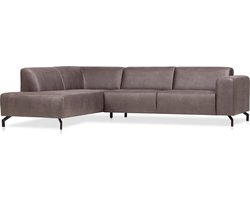 Loungebank Costa chaise longue links | leer Kentucky antraciet 01 | 2,10 x 2,75 mtr breed