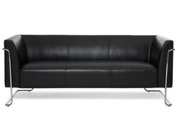 Loungebank - Kunstleder - Zwart - Curacao - 3-Zits