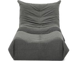 Loungebank-Lazy Stoel Met Rugleuning En Voetensteun-Ligstoel Voor Woonkamer En Slaapkamer--Volwassenen-Zonder Montage-100x90x70 cm-Grijs