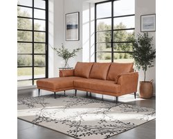 Loungebank Links Tan - Metaal/Leer - 233x155x88cm - Soul