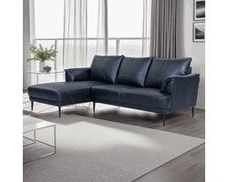 Loungebank Links Zwart - Metaal/Leer - 233x155x88cm - Soul