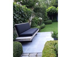 Loungebank met zwarte strippoten - tuinbank - zitbank -steigerhout - Relaxbank - Fancy -Philline.be