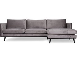 Loungebank Odissi chaise longue rechts - velours Brunei taupe 04 - 2,58 x 1,60 mtr breed