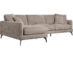 Loungebank Rechts Beige - Metaal/Polyester - 290x95x90cm - Maggie