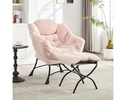 Loungechair – Fauteuil – Loungestoel – Relaxfauteuil – Zithoekstoel – Fluweel Velvet – Ergonomisch Ontwerp Met Voetenbankje