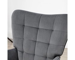 Loungefauteuil – Loungestoel – Relaxfauteuil – Fauteuil – Zithoekstoel – Hoog Draagvermogen 120 kg – Fluweelachtige Bekleding Donkergrijs