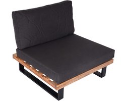 Loungefauteuil MCW-H54, tuinfalteuil, Spun Poly acaciahout MVG-gecertificeerd aluminium ~ lichtbruin, bekleding donkergrijs