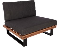 Loungefauteuil MCW-H54, tuinfuteuil, Spun Poly acaciahout MVG-gecertificeerd aluminium ~ bruin, bekleding donkergrijs