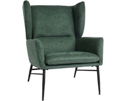 Loungefauteuil MCW-L62, oorfauteuil cocktailfauteuil fauteuil gestoffeerde fauteuil, stof/textiel metaal ~ groen