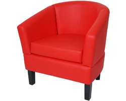 Loungefauteuil MCW-O17, fauteuil, clubfauteuil, cocktailfauteuil, MVG-gecertificeerd kunstleer ~ rood