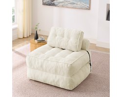 Loungefauteuil van Ribstof – Comfortabele Zitzak Stoel voor Volwassenen – Moderne Relaxstoel voor Woonkamer, Slaapkamer en Leeshoek – Beige