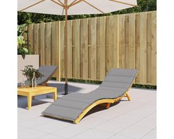 Loungekussen 200x60 cm voor Ligbed - Waterafstotend Oxford Stof Grijs