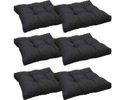 Loungekussen SmartLounge 50x50 cm Anthraciet Set van 6 - Waterafstotende Zitkussens voor binnen en buiten - Stoelkussens voor Rotan- en Tuinmeubilair
