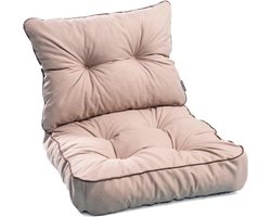 Loungekussenset met rugkussen voor rotanmeubels – Waterafstotende tuinkussens 55 x 55 x 12 cm + 55 x 40 x 12 cm (taupe)