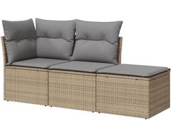Loungeset 3-delig - Tuinset Kussens - Buiten Ontspannen - Modulair Ontwerp - 55 cm Diep - Beige Grijs