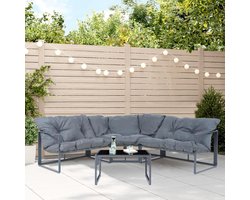 Loungeset 4-delig - Tuinset met kussens - Buiten ontspannen - Tafel met glazen blad