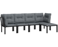 Loungeset 5-delig - Tuinset Loungebank - Buiten Ontspannen - Moderne Stijl - Hoek & Midden - Grijs