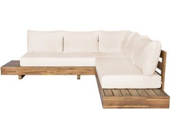 Loungeset 5-zits acaciahout Charlie beige hoekbank 230cm loungebank tuinset hoeksalon