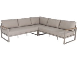 Loungeset 5-zits aluminium en polywood beige Nando 253cm loungebank tuinset