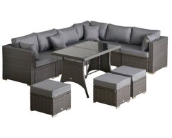 Loungeset - Allibert - Hoekstoelen – Tafel – Donkergrijs