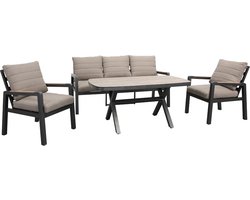 Loungeset Antraciet - Aluminium & Keramiek - 169x80x81,5 cm - Loungeset Donna - SenS-Line