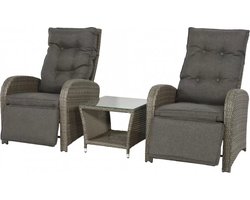 Loungeset Duoset Melia 2 verstelbare stoelen + tafel - Balkonset