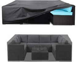 Loungeset Hoes - Tuinbank Afdekhoes - Meubels Beschermen - Versterkt Windproof Design - 250x210x90cm - Zwart
