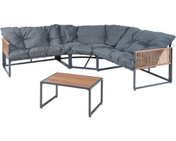 Loungeset Karg tuinset met kussens donkergrijs en rotan look casa.pro