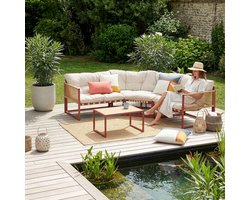 Loungeset Karg tuinset met kussens rood en beige casa.pro